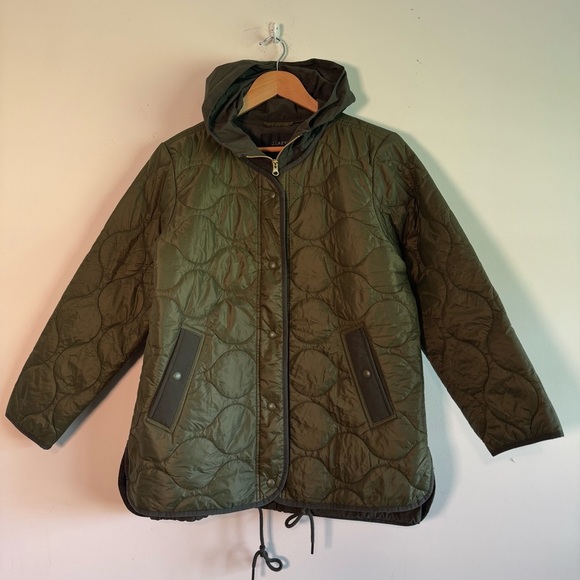 J.Crew Stowe olive green quilted puffer zipper jacket size small - Picture 1 of 10